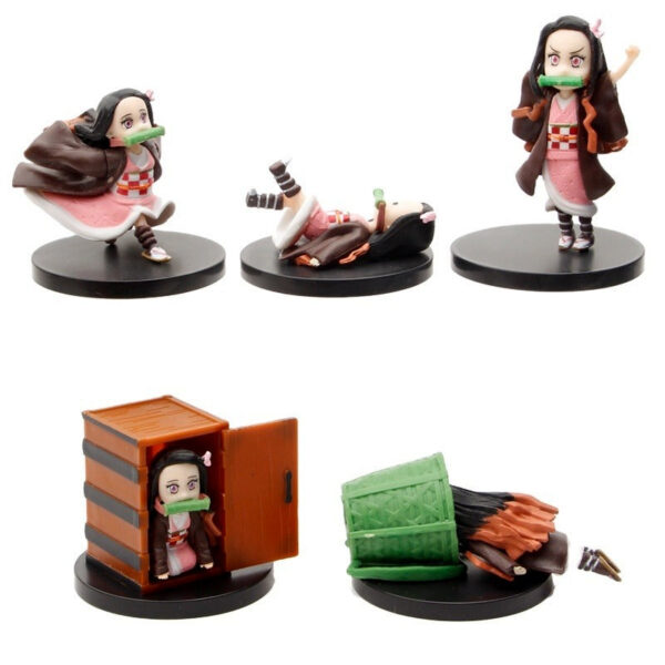 Demon Slayer Set of 5 Nezuko Kamado Different Poses Chibi | 7 CM |