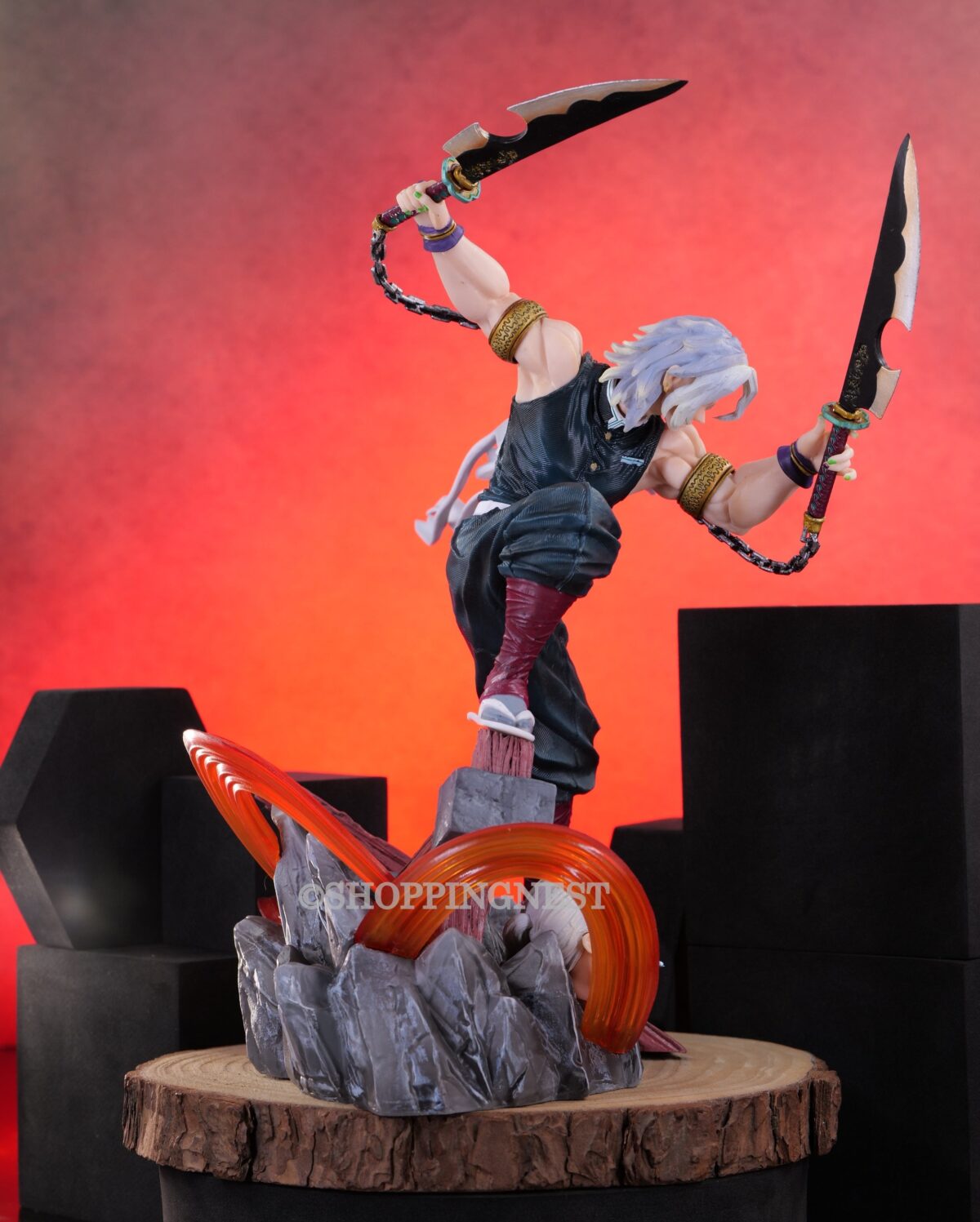 Demon Slayer Anime Tengen Uzui Attacking Mode 2 FACE PVC Action Figure | 27 CM |